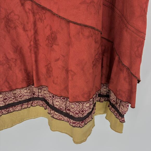 Neesh by DAR Skirt XL Layered Mixed Media Jacquard Boho Earthcore Earthy Grunge - Picture 3 of 7